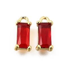 Золотой Латунь стекло кулоны, прямоугольник амулеты, граненые, стойки покрытие, долговечный, без свинца и без кадмия, прозрачные, золотые, 11x5x4 мм, отверстие : 1.4 мм