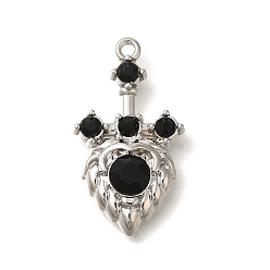 Сердце Подвески из сплава , платиновые подвески, сердце, 30x17x6 мм, отверстие : 1.6 мм