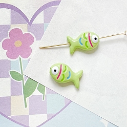 Желто-Зеленый Милые бусины из эмали из сплава, рыба, желто-зеленый, 9x15 мм, отверстие : 1.7 мм