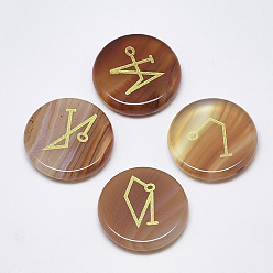 Красный Агат Природные сердоликовые кабошоны, плоские круглые с рисунком, 25x5.5 мм, 4 шт / комплект