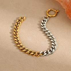 Золотой & Цвет Нержавеющей Стали 304 из нержавеющей стали Снаряженная цепи браслеты, прекрасно для женщин, золотые и нержавеющая сталь цвет, 7-7/8 дюйм (19.9 см)