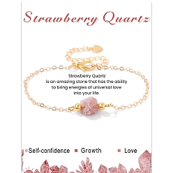 Клубничный Кварц Женские браслеты с грубыми необработанными натуральными клубничными кварцевыми звеньями, 4-3/4 дюйм (12 см)