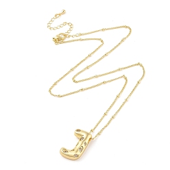 Letter J Ожерелья с подвесками из латуни с прозрачным кубическим цирконием и микропаве, буква J, 17.72 дюйм (45 см), буква j: 22x14 мм