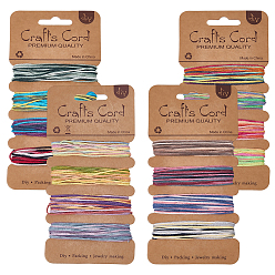 Couleur Mélangete 4 pièces 4 cordon de jute teint par segments de couleurs, ronde, couleur mixte, 1mm, environ 21.87 yards (20m)/pc, 1 pc / couleur