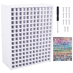 Blanco Estante de madera para guardar pinturas de escritorio, Rectángulo, blanco, 352x271x130 mm