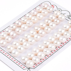 Кремово-белый Сорт 3бусины из натурального культивированного пресноводного жемчуга, половине просверлил, полукруглые бусины, кремово-белые, 9~9.5x7~7.5 мм, отверстие : 0.9~1 мм