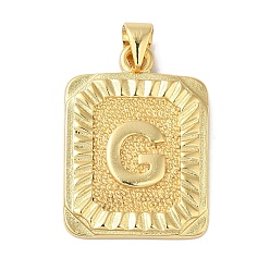 Letter G Стойки обшивки латунные подвески, долговечный, без свинца и без кадмия, квадрат с подвесками в виде букв, Буква G, 24x17x2.5 мм, отверстие : 4x3.5 мм