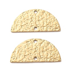 Настоящее золото 14K 304 подвески из нержавеющей стали, текстурированный полукруглый, реальный 14 k позолоченный, 15x30x1 мм, отверстие : 1.8 мм