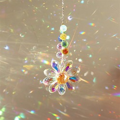 Прозрачный АВ Подвесные украшения из стеклянных цветов, Радужный светильник на окнах, подвесной ловец солнца для украшения крыльца дома и сада, ясно AB, 340 мм