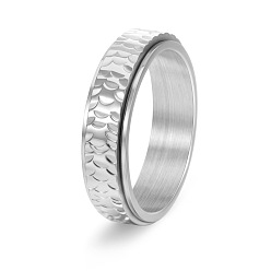 Нержавеющая Сталь Цвет 304 вращающиеся кольца для пальцев из нержавеющей стали, масштаб, Кольцо-спиннер для успокоения беспокойства, медитации, цвет нержавеющей стали, размер США 10 (19.8 мм)