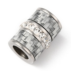 Нержавеющая Сталь Цвет 304 из нержавеющей стали европейские шарики, с полимерной глиной горный хрусталь, бусины с большим отверстием, колонка, цвет нержавеющей стали, 14x11 мм, отверстие : 6 мм