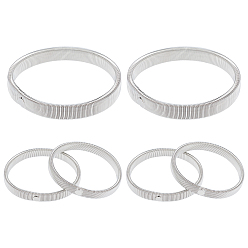 Platinum 6Pcs Iron Snake Chain Stretch Bracelets, Gift for Men Women, Platinum, Inner Diameter: 2-1/2 inch(6.3cm)