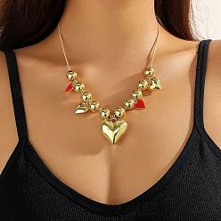 Красный Женские кулоны-сердечки из пластика CCB с застежками из сплава., золотые, красные, 18.50 дюйм (47 см)