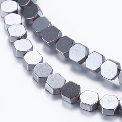 Non-magnetic Hematite Non-magnetic Synthetic Hematite Beads Strands, Hexagon, 4x4x2mm, Hole: 0.5mm, about 99pcs/strand, 15.9 inch(40.5cm)