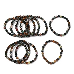 (RRHB277) Кристалл на подкладке из медово-бежевого цвета Естественные индийские браслеты простирания агата бисером, круглые, бусины : 6~6.5 мм, внутренний диаметр: 2-1/4 дюйм (5.55 см)