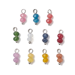 (52) Непрозрачная лаванда 11 шт. 11 цвета, натуральный малайзийский нефрит, ограненные рондель-бусины-подвески, с медными петлями, платина, разноцветные, 11.5x4.5 мм, отверстие : 2 мм, 1 шт / цвет