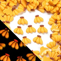 Банан Светящаяся смола декодирует кабошоны, светящиеся в темноте фрукты, банан, 7x10.5x3 мм