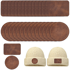 Кокосово-Коричневый 30 шт 2 стили этикетки из искусственной кожи, для джинсов своими руками, , обуви, аксессуары для шляп, прямоугольник и плоский круглый, кокосового коричневый, 63~76x50~63x1 мм, 15 шт / стиль