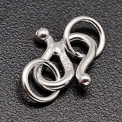 Silver Sterling Silver S-Hook Clasps, Silver, 6x9x1.15mm, about 51pcs/20g
