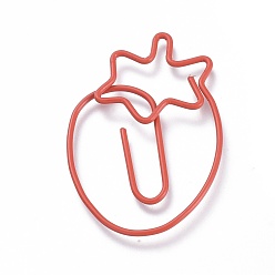 Red Strawberry Shape Iron Paperclips, Cute Paper Clips, Funny Bookmark Marking Clips, Red, 34x23x2mm