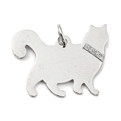 Нержавеющая Сталь Цвет Не тускнеющие 304 подвески из нержавеющей стали, со прыгающим кольцом и блестками, пустая бирка с зеркальной полировкой, кошачье очарование, цвет нержавеющей стали, 20.5x26x1 мм, отверстие : 4 мм