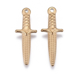 Golden 304 Stainless Steel Pendants, Dagger, Golden, 23.5x8.5x3.5mm, Hole: 1.4mm