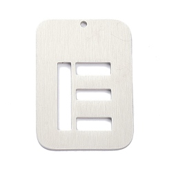 Letter E Anlaufgeschützt 304 Anhänger aus Edelstahl, Rechteck mit Alphabet, hohl, letter.e, 32x22x1 mm, Bohrung: 1.5 mm