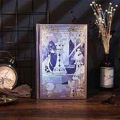 Средний Фиолетовый Бумажные блокноты, с цветной печатью на внутренней странице, для дневника, заметки и книга выпускников, прямоугольник с узором волшебного замка, средне фиолетовый, 188x128 мм, около 128 листов/книга