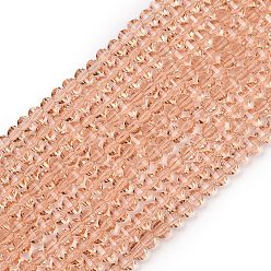 Темный Лосось Прозрачные стеклянные бусины, рондель, граненые, темный лосось, 5x6x5 мм, отверстие : 1.2 мм, около 98 шт / нитка, 16.54~17.32'' (42~44 см)