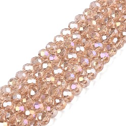 Перу Стеклянные бусины с гальваническим покрытием , с покрытием AB цвета, граненые, рондель, Перу, 4x3 мм, отверстие : 0.4 мм, около 105~110 шт / нитка, 38~39 см
