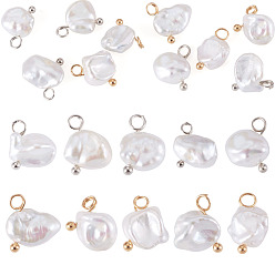 Platino & Oro 10 piezas 2 colgantes de perlas keshi barrocas naturales con estilo nuggets, con fornituras de latón, platino y oro, 11 mm, agujero: 2 mm, 5 piezas / estilo