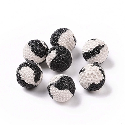 Blanco Abalorios de rhinestone de arcilla polímero, bolas de discoteca, rondo, blanco, 16 mm, agujero: 1.6 mm