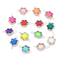 (52) Непрозрачная лаванда Пластиковая рамка ccb с бусинами из полимерной глины, подвесками-соединителями в виде цветочков, с латунными двойными петлями, платина, разноцветные, 20x11.5x7 мм, отверстие : 1.8 мм