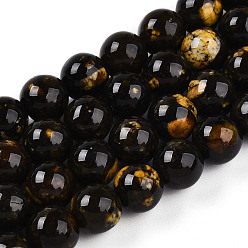 Золотистый Природных драгоценных камней бисер нитей, окрашенные, круглые, золотые, 8 мм, отверстие : 1 мм, около 48~49 шт / нитка, 14.96~15.16'' (38~38.5 см)