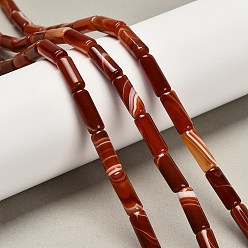 Темно-Красный Окрашенные естественный агат бисер пряди, колонка, темно-красный, 15.5~16x6~6.5 мм, отверстие : 1 мм, около 24~25 шт / нитка, 14.96~15.35'' (38~39 см)