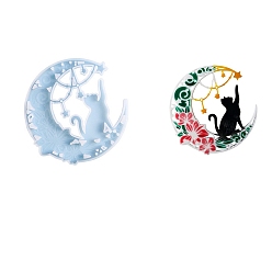 Звезда Подвеска своими руками, украшение, силуэт, силиконовые формы, формы для литья смолы, Луна и кошка, звезда, 154x154.5x10 мм