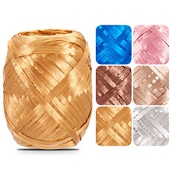 Золотистый Наполнитель из рафии с гофрированными ломтями, для упаковки подарков и наполнения пасхальной корзины, золотые, 5 мм, около 87.49 ярдов (80 м) / рулон