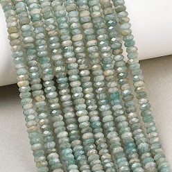Amazonite Natural Amazonite Beads Strands, Faceted Rondelle, 5x2.5mm, Hole: 0.8~0.9mm, about 145~146pcs/strand, 14.96''(38cm)