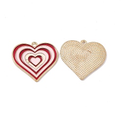 (123L) Белый крем непрозрачный блеск Подвески из сплава , с эмалью, шарма сердца, золотые, огнеупорный кирпич, 25x26x1.5 мм, отверстие : 1.8 мм