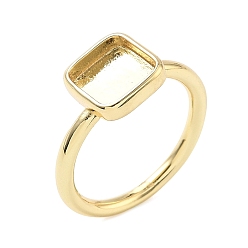 Настоящее золото 18K Компоненты латунные кольца, настройки квадратного пэда, стойки покрытие, долговечный, без кадмия и без свинца, реальный 18 k позолоченный, лоток : 8.5x8 мм, размер США 7 1/4 (17.5 мм)