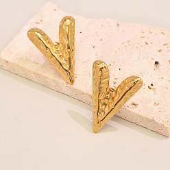Heart 304 Stainless Steel Stud Earrings for Women, Real 18K Gold Plated, Heart, 32x22.5mm