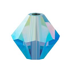 30050 20000 Sapphire AB 2x Хрустальные бусины preciosa®, чешский хрусталь, биконус(451 69 302 рондель), 30050 20000 сапфир ab 2x, 4 мм, отверстие : 0.8 мм