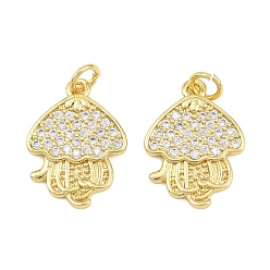 Jellyfish Латунные микро проложить кубического циркония подвески, реальный 18 k позолоченный, с целью перехода в кольце, медуза, 19x14.5x2 мм, отверстие : 3.5 мм