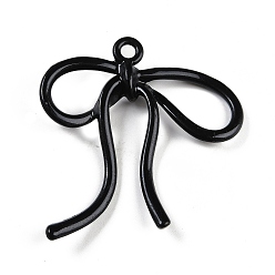 Черный Подвески из сплава краски для выпечки, бантом, чёрные, 45x42x6 мм, отверстие : 3 мм