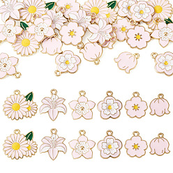 Pink 30шт. 6 стили подвесок из сплава и эмали, , золотой свет, розовые, 14.5~20x13~22x1~2 мм, отверстие : 1.5~1.8 мм, 5 шт / стиль