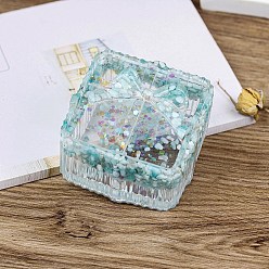 Амазонит Упаковочная коробка из натурального амазонита, квадратный, 80x80x45 мм