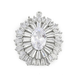 Платина Латунные подвески, овальные амулеты, со стеклом, платина, 30x26x7.5 мм, отверстие : 1.5 мм