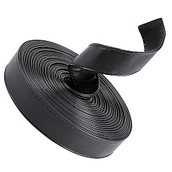 Черный Плоский шнур из искусственной кожи, для декора сумки, чёрные, 25x2~2.5 мм