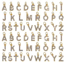 Золотой 52подвески со стразами из сплава, Письмо ~ Z, с 304 фурнитурой из нержавеющей стали, золотые, 16 мм