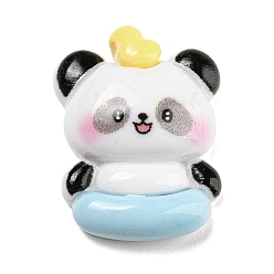 Светло-Голубой Кабошоны из непрозрачной смолы с милыми животными, кабошоны с мультяшной пандой, Небесно-голубой, 25.5x20x8 мм